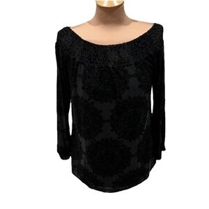 Vtg Ariella Black Velvet Off The Shoulder Top Whimsigoth Witchy Holiday Romantic